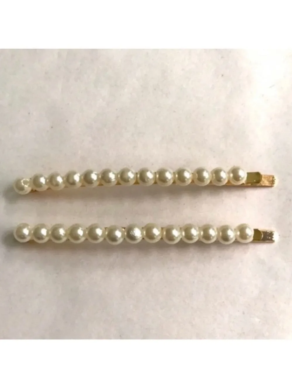 Gold Bobby Pins Ivory Pearl Embellished Pair